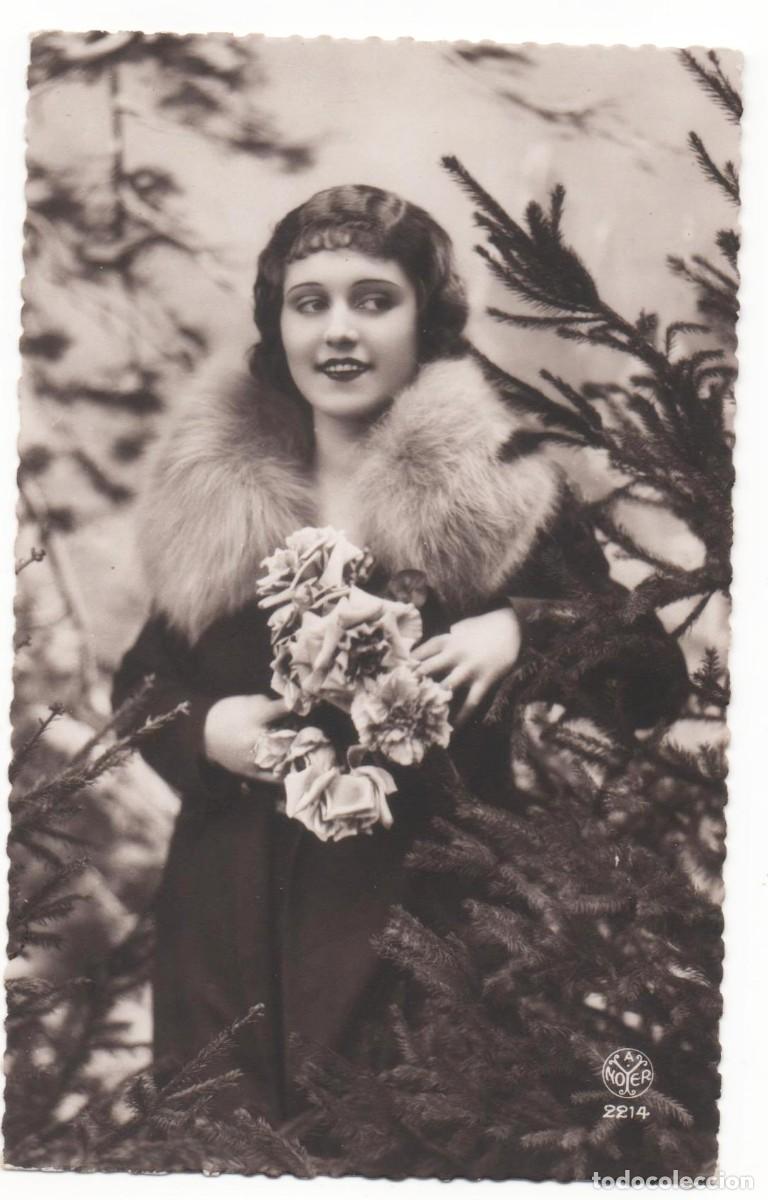 Postais: Postal francesa a&ntilde;os 30- sin circular-Rom&aacute;ntica-mujer con flores