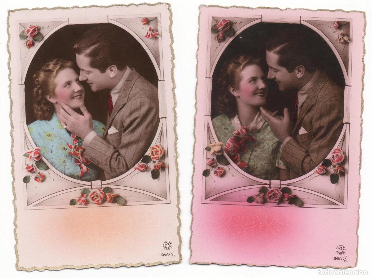 Postales: 2 Postales francesas a&ntilde;os 40- 50 -Pareja rom&aacute;ntica