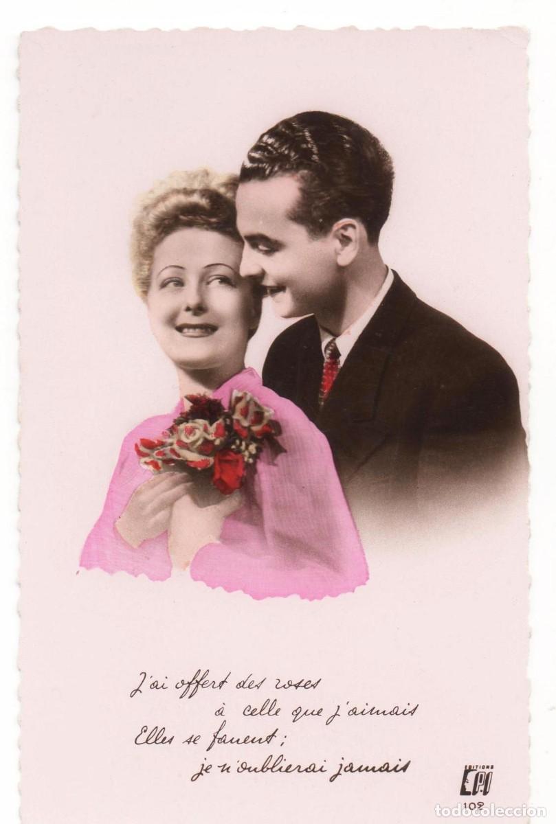 Postales: Postal francesa a&ntilde;os 40- 50 -sin circular-Pareja rom&aacute;ntica