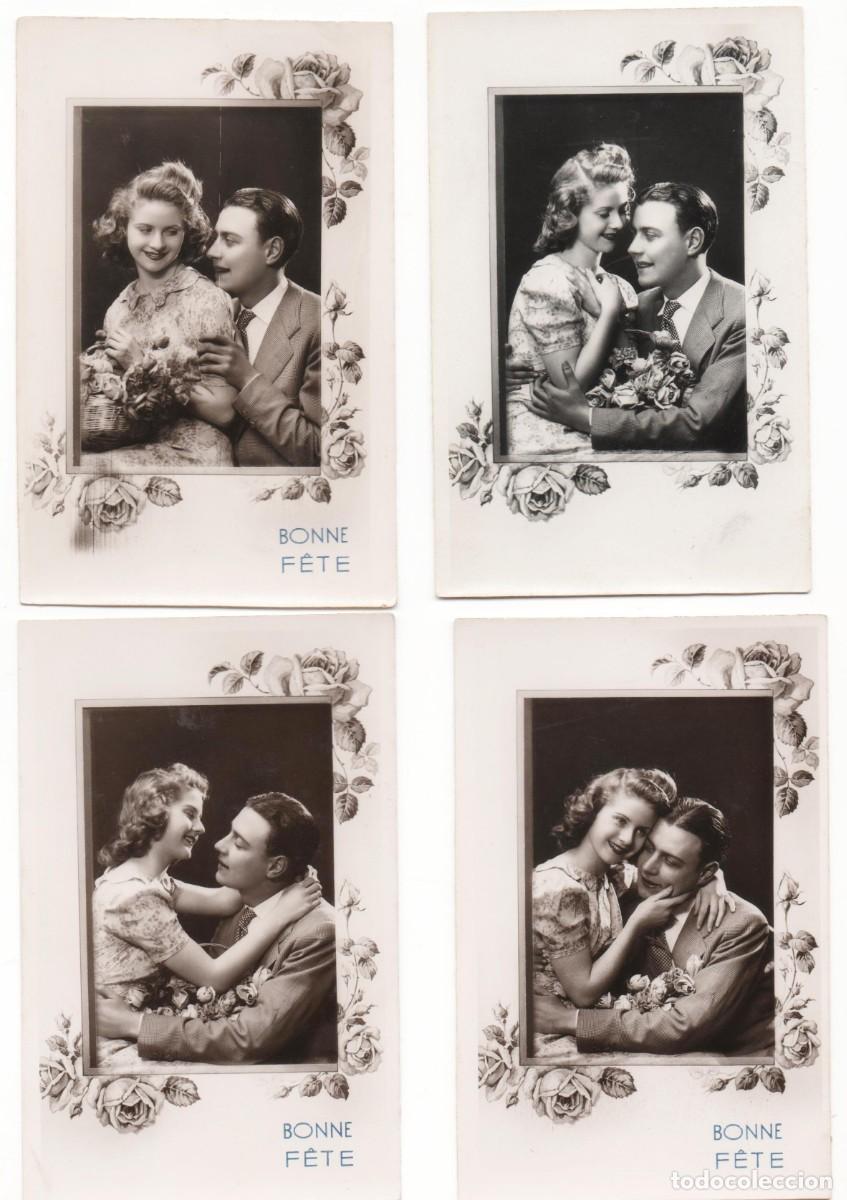 Postales: 4 Postales francesas a&ntilde;os 40- 50 -sin circular-Pareja rom&aacute;ntica