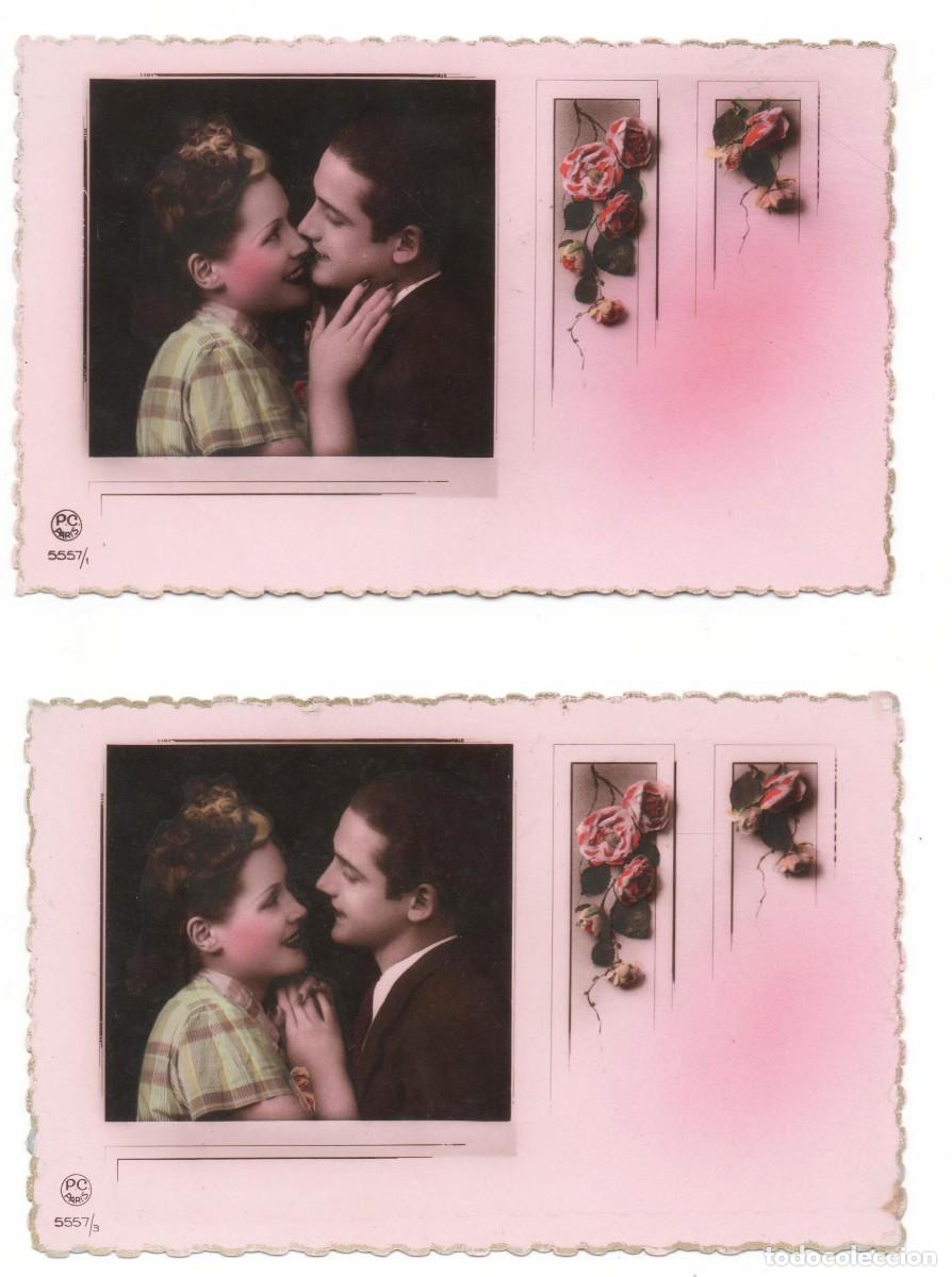 Postales: 2 Postales francesas a&ntilde;os 40- 50 -sin circular-Pareja rom&aacute;ntica