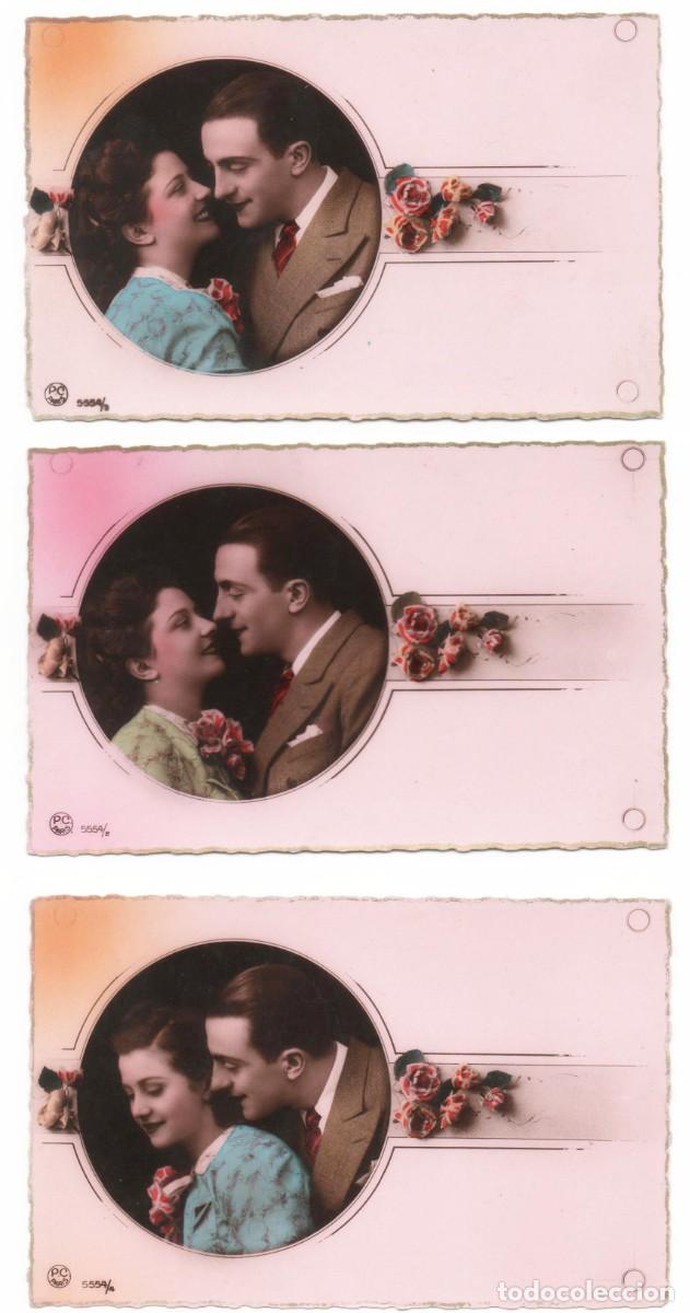 Postales: 2 Postales francesas a&ntilde;os 40- 50 -sin circular-Pareja rom&aacute;ntica