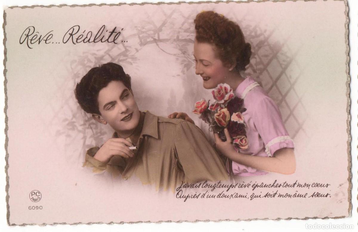 Cartes Postales: Postal francesa a&ntilde;os 40- 50 -sin circular-Pareja rom&aacute;ntica