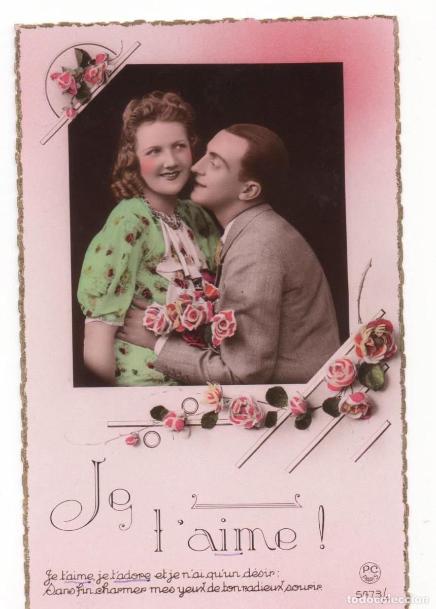 Postais: Postal francesa a&ntilde;os 40- 50 -escrita-Pareja rom&aacute;ntica