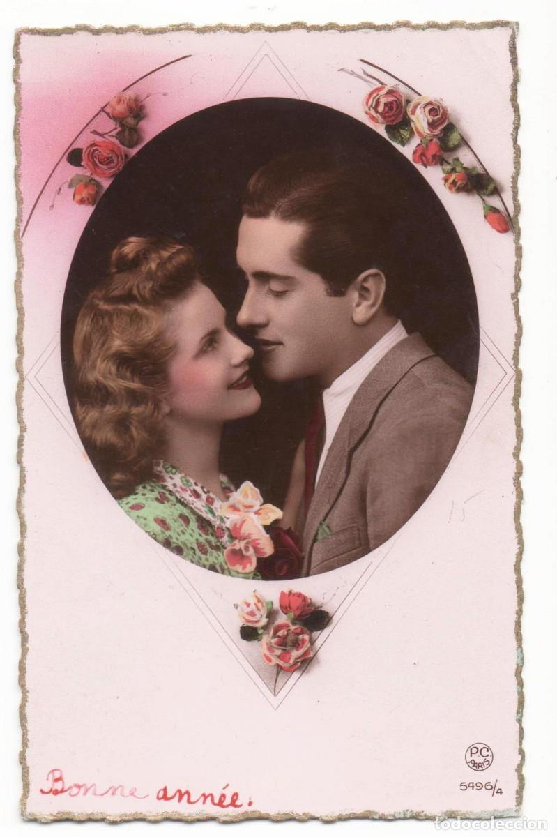 Postais: Postal francesa a&ntilde;os 40- 50 -escrita-Pareja rom&aacute;ntica