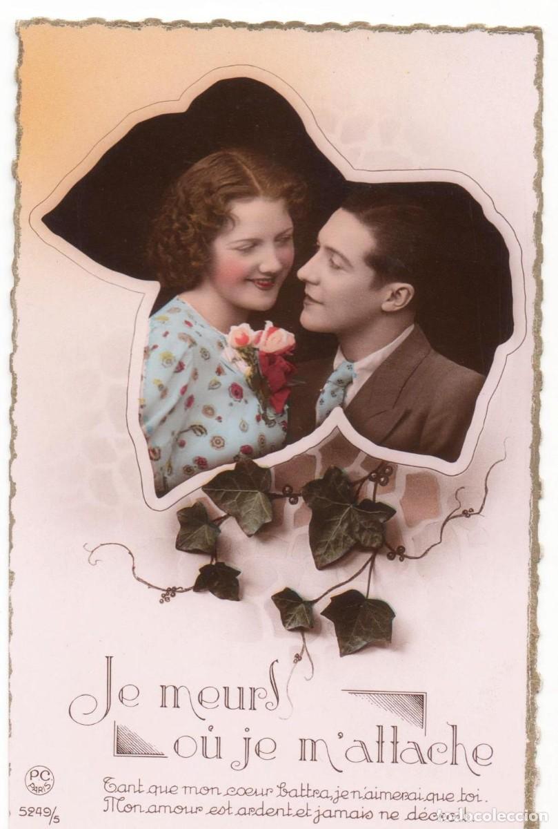 Postais: Postal francesa a&ntilde;os 40- 50 -escrita-Pareja rom&aacute;ntica