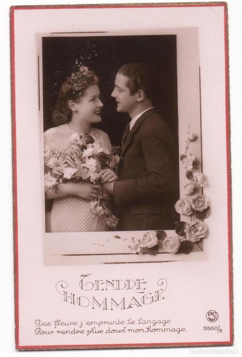 Cartes Postales: Postal francesa a&ntilde;os 40- 50 -escrita-Pareja rom&aacute;ntica