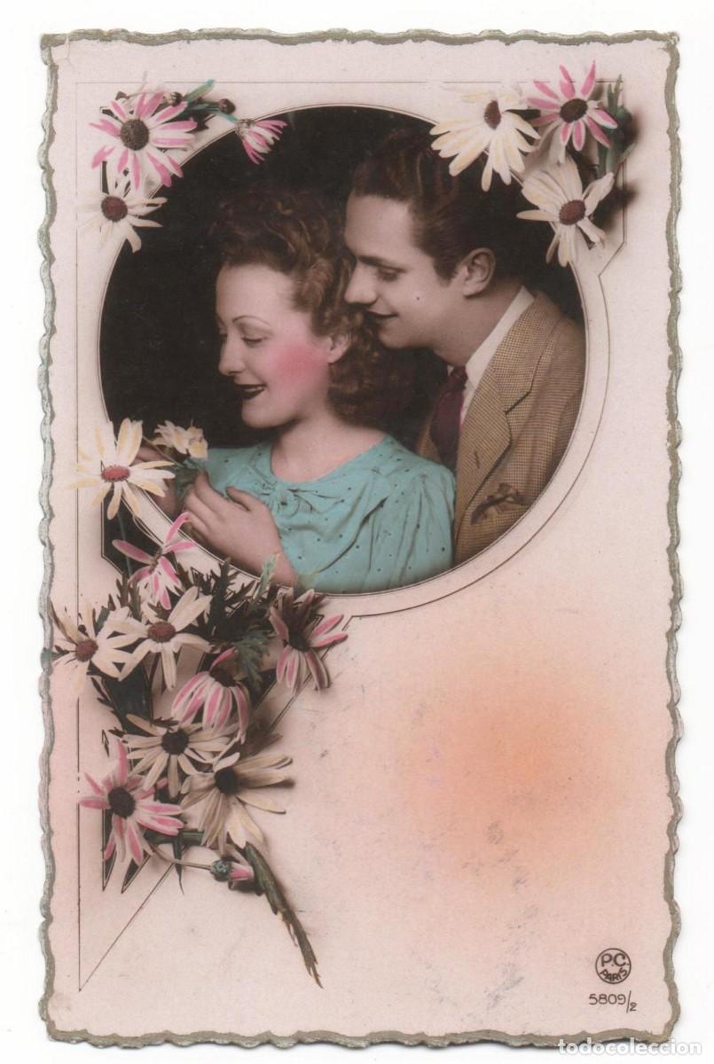 Postais: Postal francesa a&ntilde;os 40- 50 -escrita-Pareja rom&aacute;ntica
