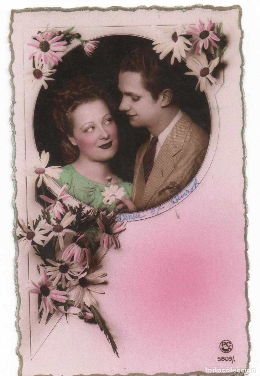 Postais: Postal francesa a&ntilde;os 40- 50 -escrita-Pareja rom&aacute;ntica