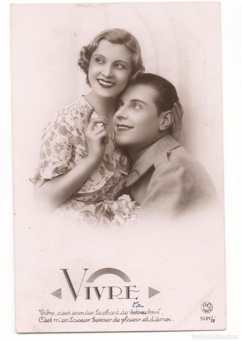 Postais: Postal francesa a&ntilde;os 40- 50 -escrita-Pareja rom&aacute;ntica