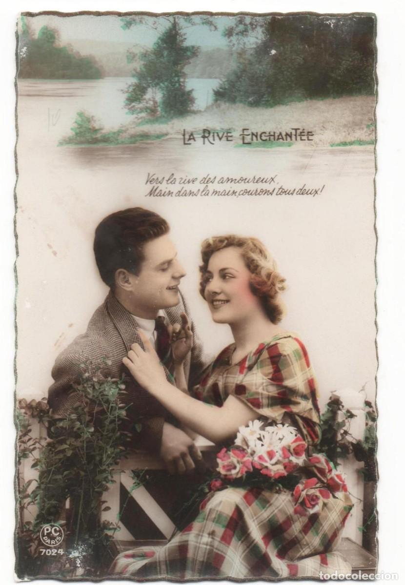 Postais: Postal francesa a&ntilde;os 40- 50 -escrita-Pareja rom&aacute;ntica