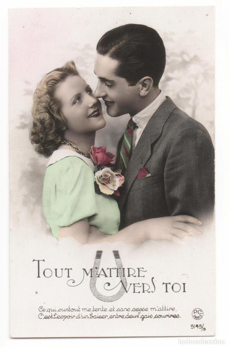 Postais: Postal francesa a&ntilde;os 40- 50 -escrita-Pareja rom&aacute;ntica