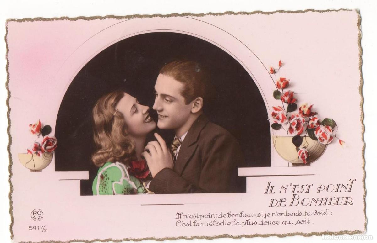 Postais: Postal francesa a&ntilde;os 40- 50 -escrita-Pareja rom&aacute;ntica