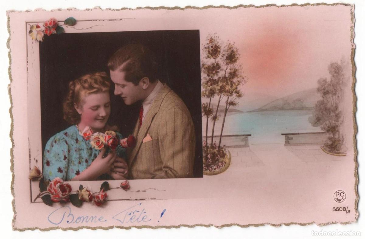 Postais: Postal francesa a&ntilde;os 40- 50 -escrita-Pareja rom&aacute;ntica