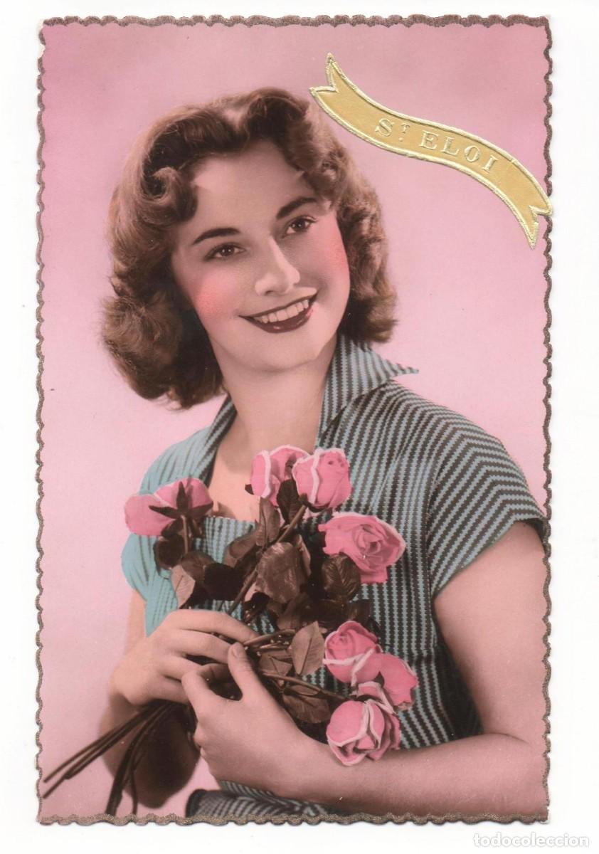 Postales: Postal francesa a&ntilde;os 40- 50 -escrita- mujer con flores