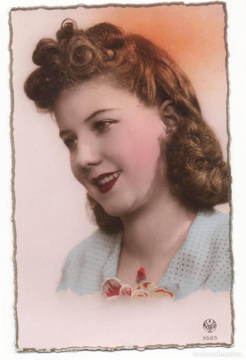 Postales: Postal francesa a&ntilde;os 40- 50 -escrita- mujer con flores