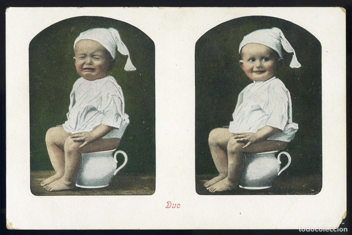 Postais: MUY ANTIGUA POSTAL NI&Ntilde;O SENTADO &rdquo;DUO&rdquo;