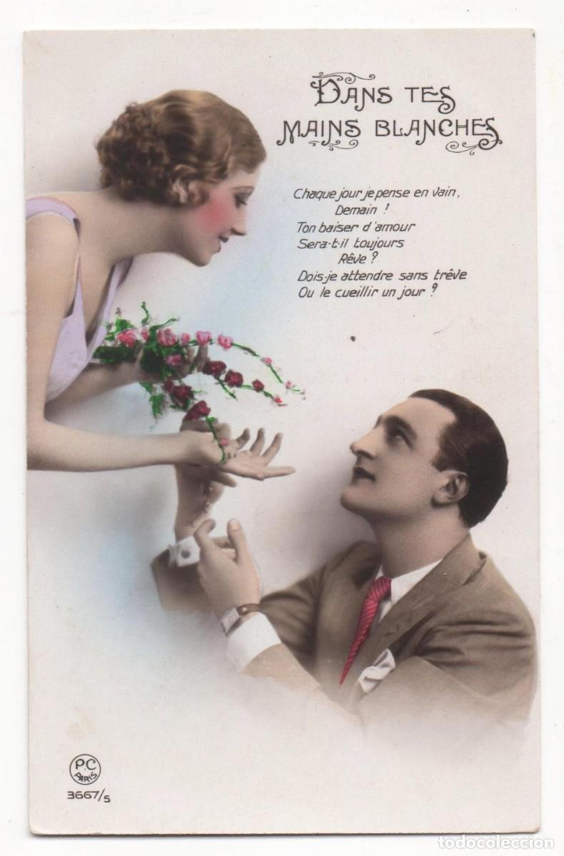 Postais: Postal francesa a&ntilde;os 30 -escrita- pareja rom&aacute;ntica