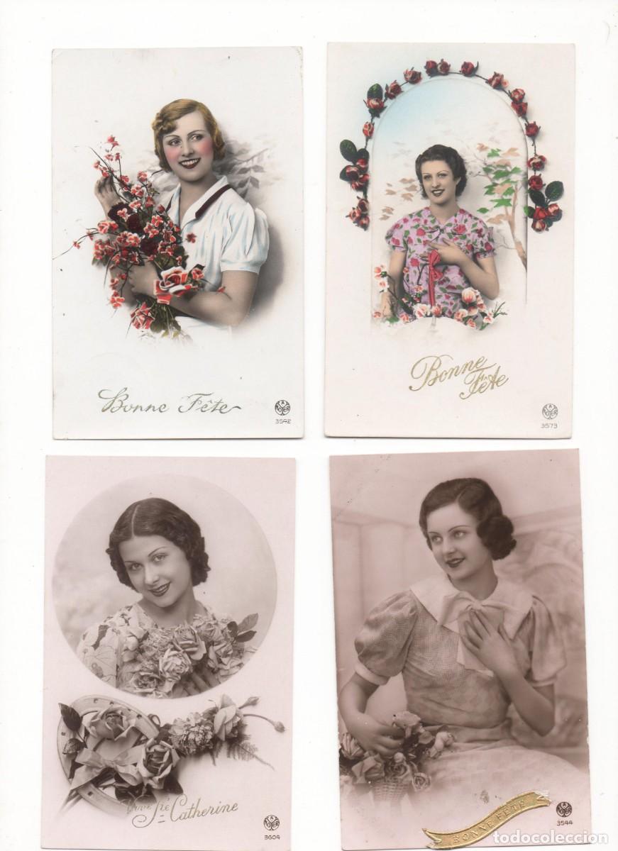 Postais: 4 Postales francesas a&ntilde;os 30 -escritas- mujeres