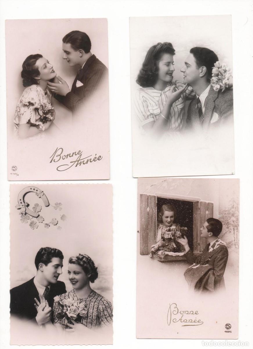 Postais: 4 Postales francesas a&ntilde;os 30 -sin circular- parejas rom&aacute;nticas