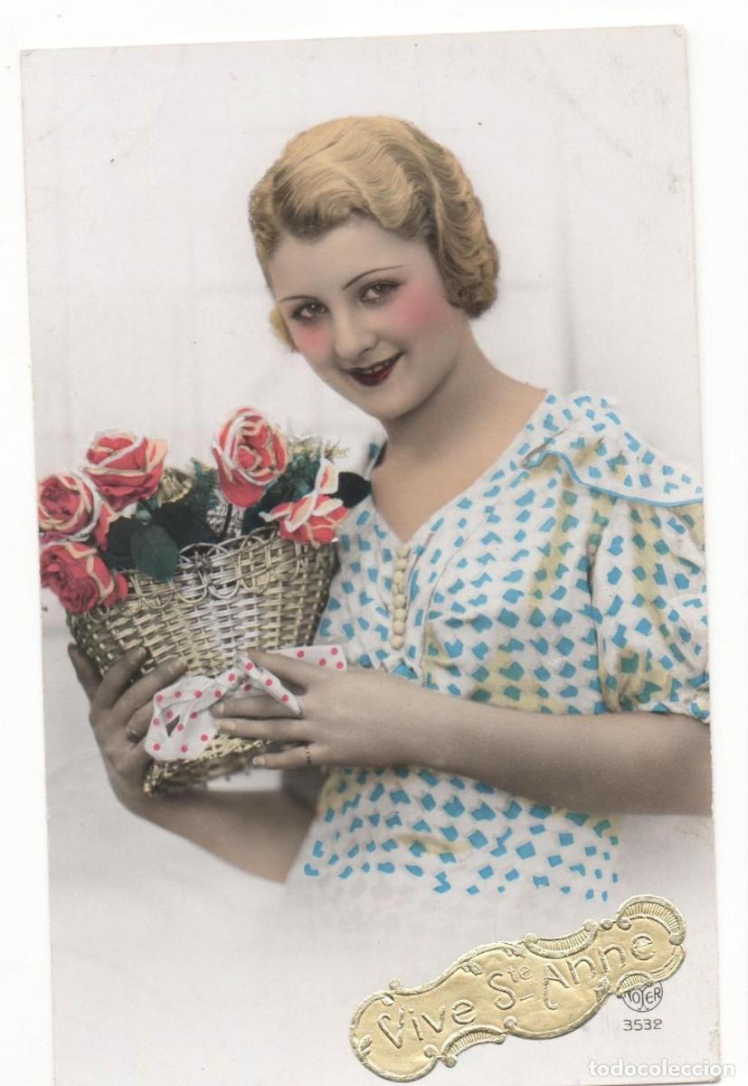 Cartes Postales: Postal francesa a&ntilde;os 30 -circulada- mujer con flores