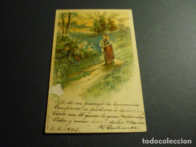 Cartoline: PAREJA DE ENAMORADOS ESCENA BUCOLICA 1903 POSTAL