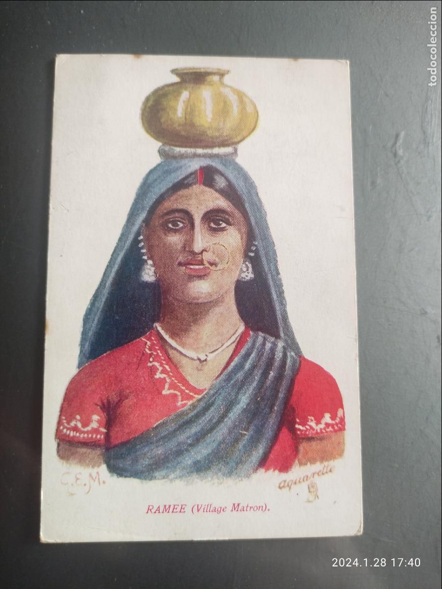 Cartoline: RAMEE (VILLAGE MATRON) AQUARETTE C.E.M. - NATIVE TYPES OF INDIA - SIN CIRCULAR
