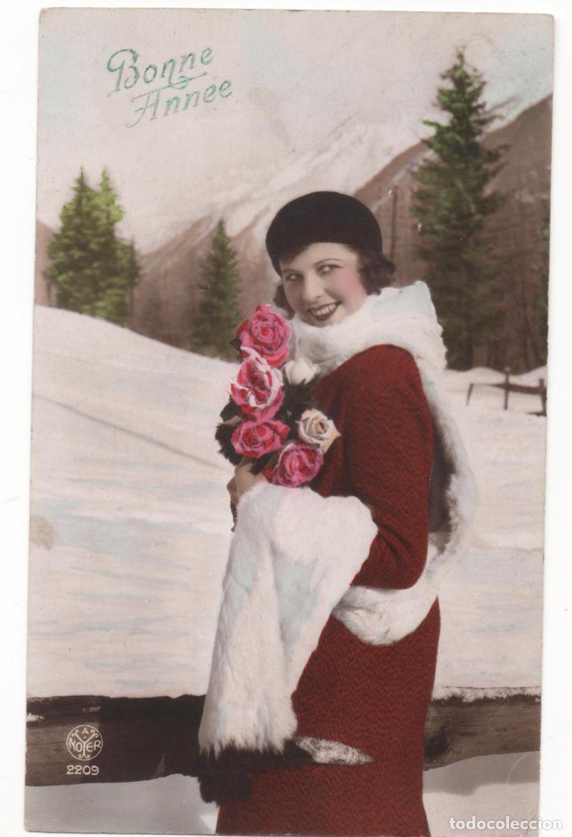 Postales: Postal francesa principios del XX- escrita-mujer con flores