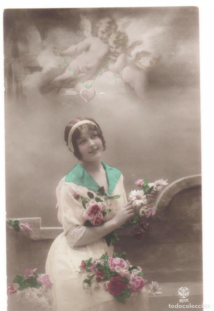 Postales: Postal francesa principios del XX- sin circular-mujer con flores