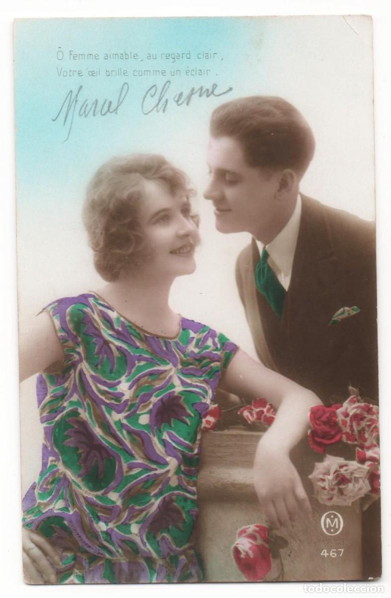 Cartoline: Postal francesa principios del XX- escrita-Rom&aacute;ntica-