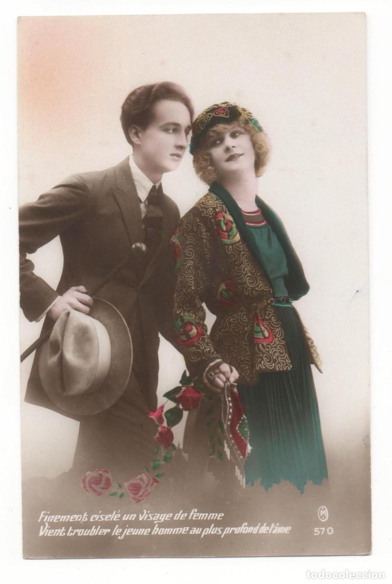 Postkarten: Postal francesa principios del XX- escrita-Rom&aacute;ntica-