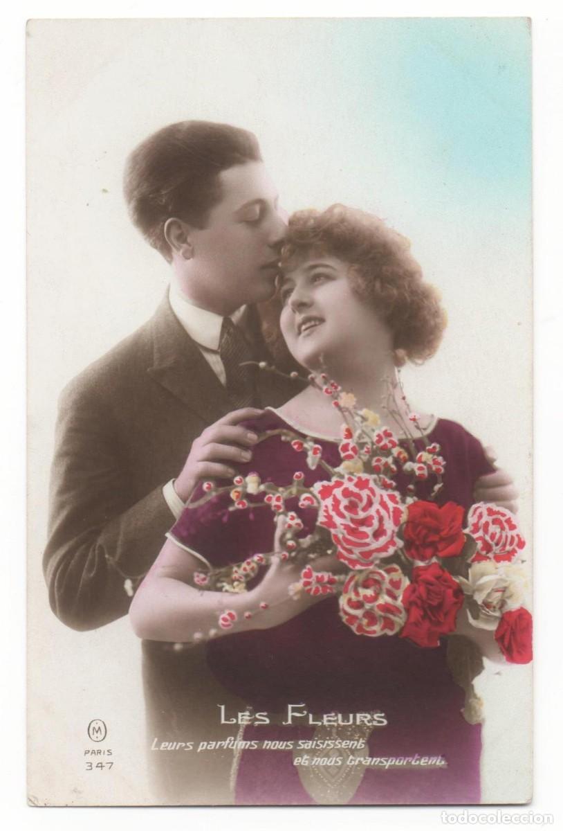 Cartoline: Postal francesa principios del XX- escrita-Rom&aacute;ntica-