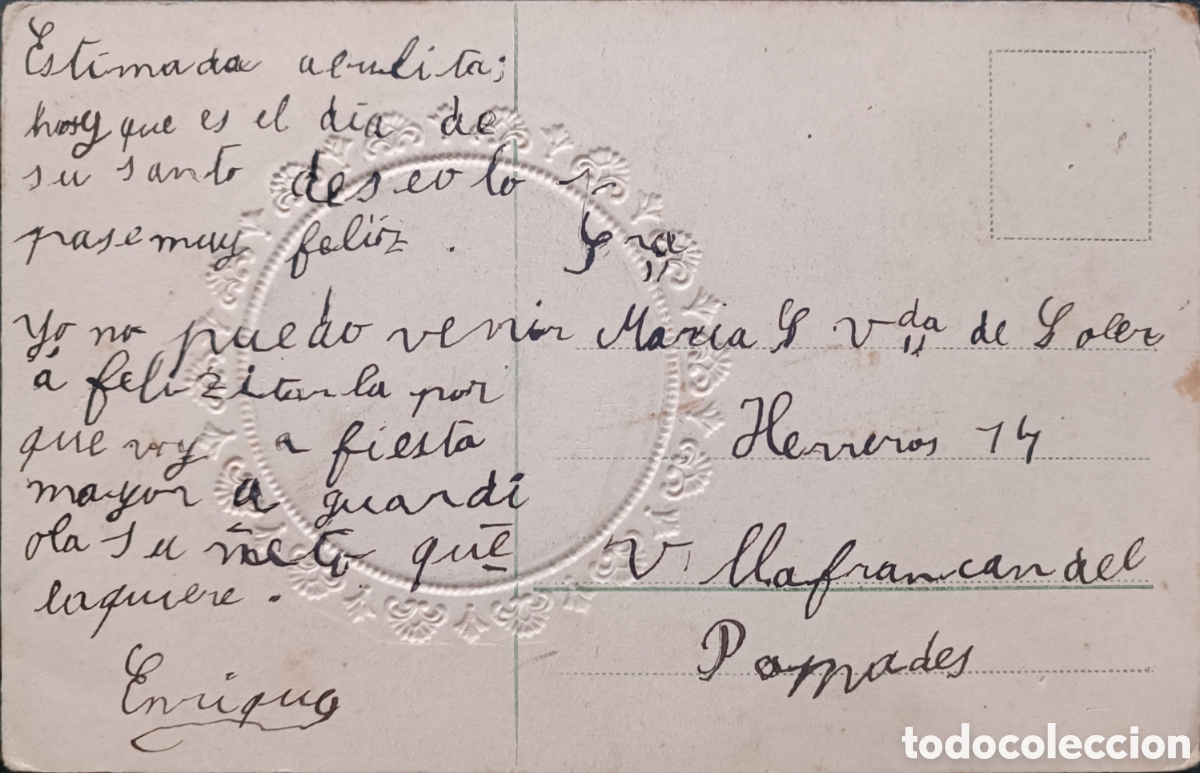 Postales: ANTIGUA POSTAL TROQUELADA DE 1913 - Foto 3
