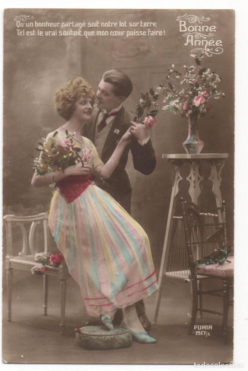 Postales: Postal francesa principios del XX-circulada-Rom&aacute;ntica-