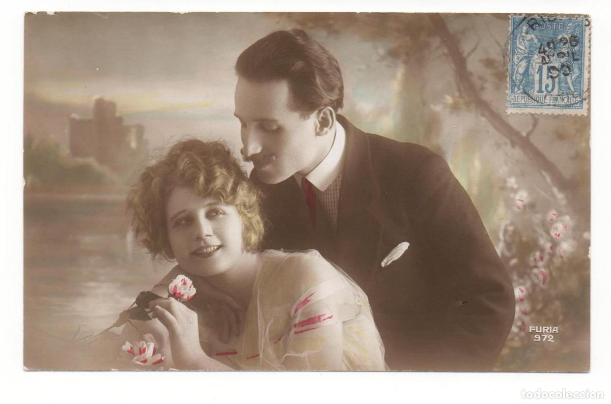 Postales: Postal francesa principios del XX-circulada-Rom&aacute;ntica-