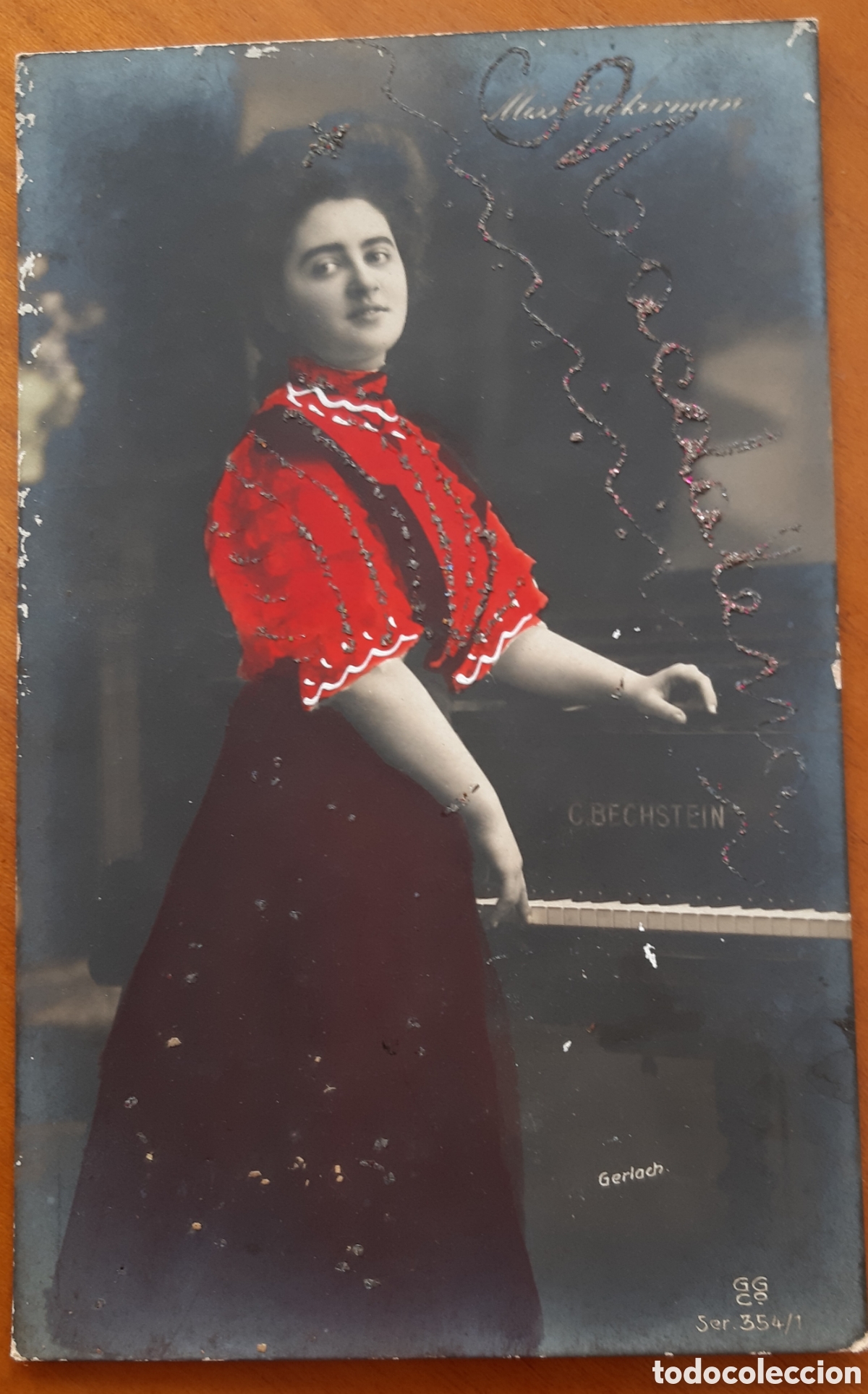 Postales: Postal cupletista coloreada y con chispitas de brillo. Escrita y circulada. R5071