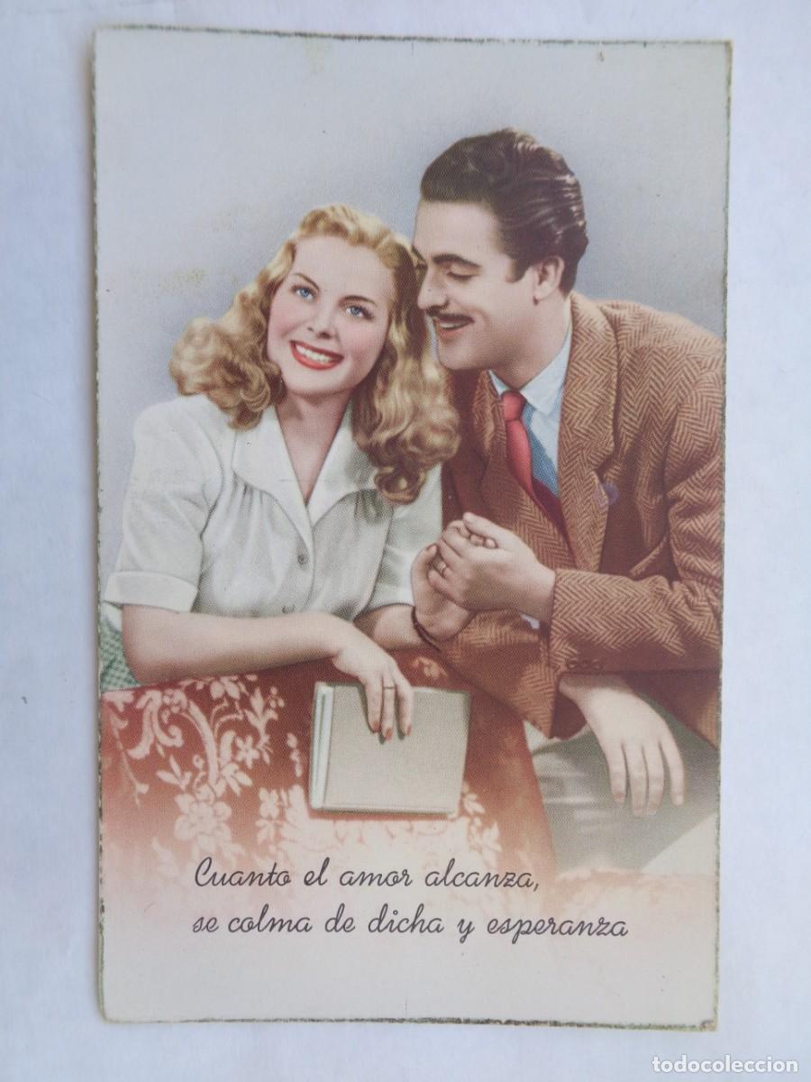 Postales: POSTAL GALANTE CON PAREJA ENAMORADA . A&Ntilde;OS 40 . COLOREADA