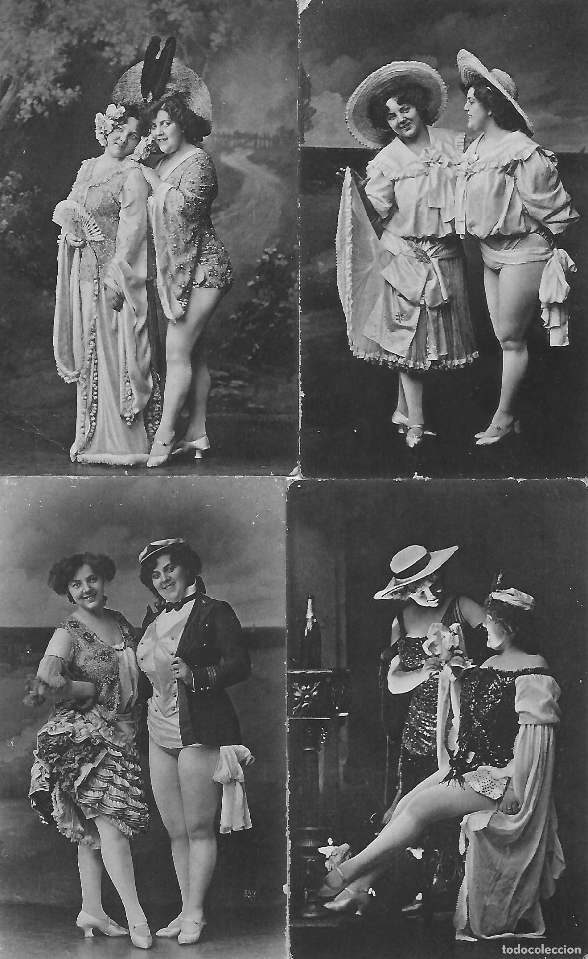 Cartoline: SERIE 4 ANTIGUAS POSTALES-PAREJA DE DAMAS (Principios 1900)