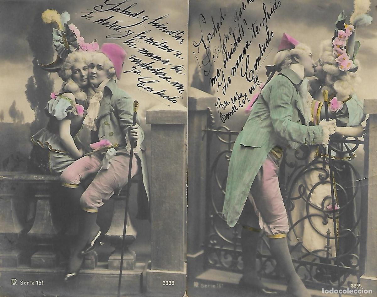 Cartoline: PAREJA DE ANTIGUAS POSTALES-PAREJA DE ENAMORADOS (Principios 1900)
