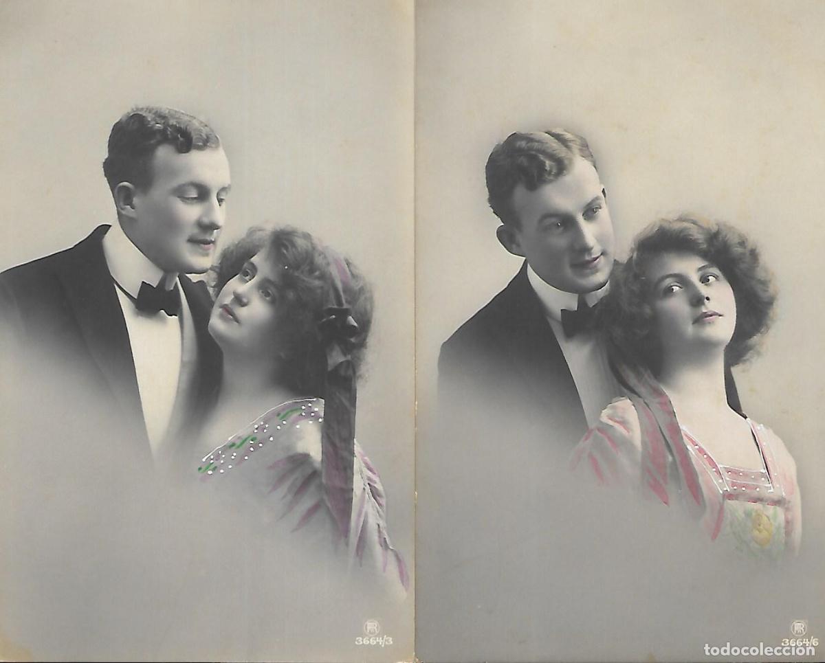 Cartoline: PAREJA DE ANTIGUAS POSTALES-PAREJA ELEGANTE (1913)
