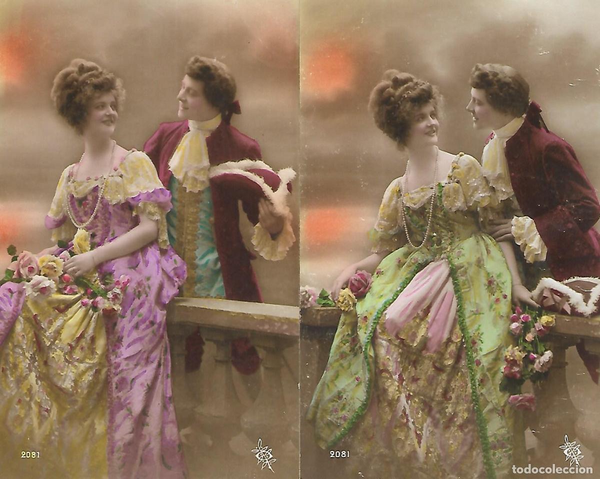 Cartoline: PAREJA DE ANTIGUAS POSTALES-PAREJA DE ETIQUETA (1924)
