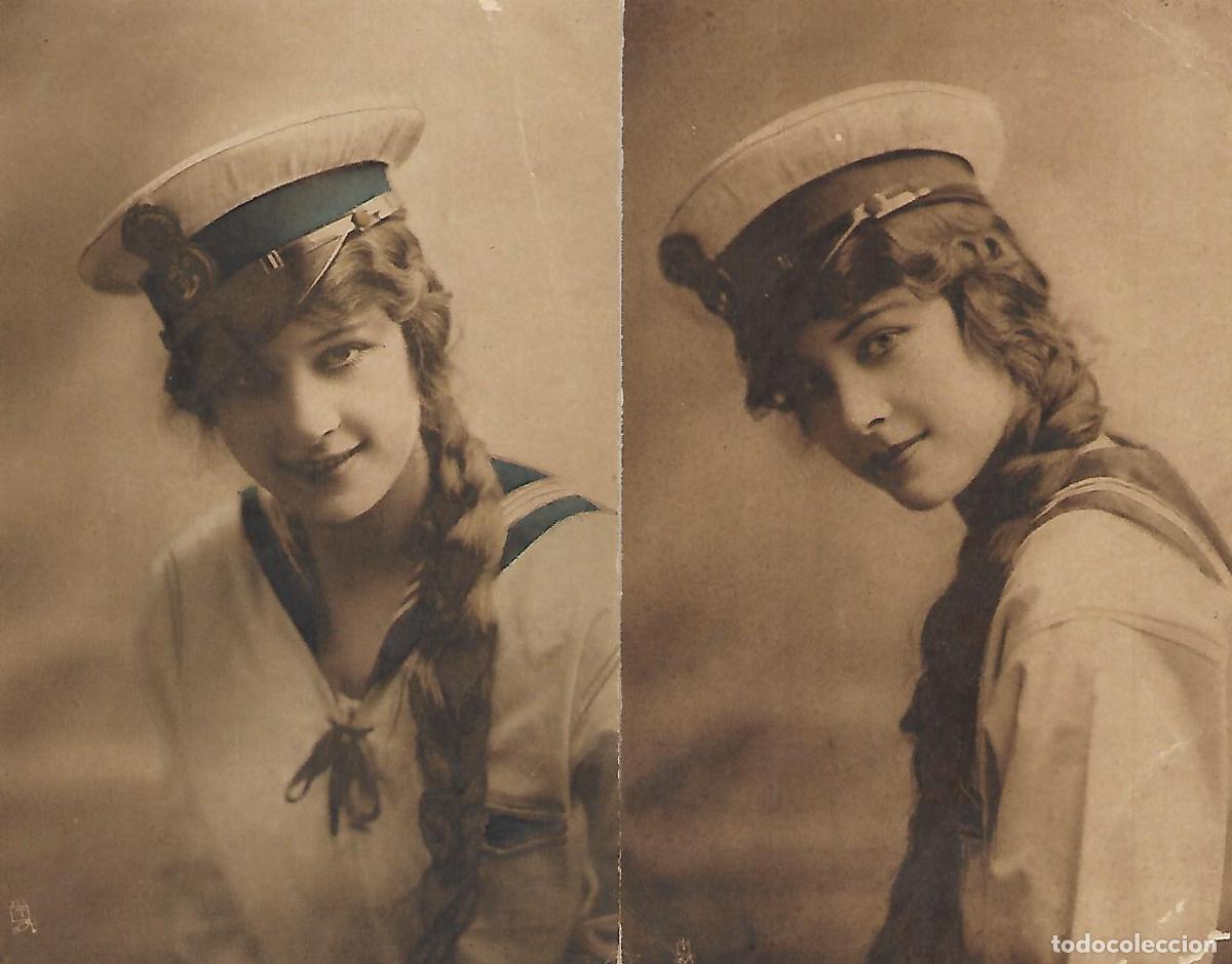 Cartoline: PAREJA DE ANTIGUAS POSTALES-MARINERA (Circuladas en 1918)