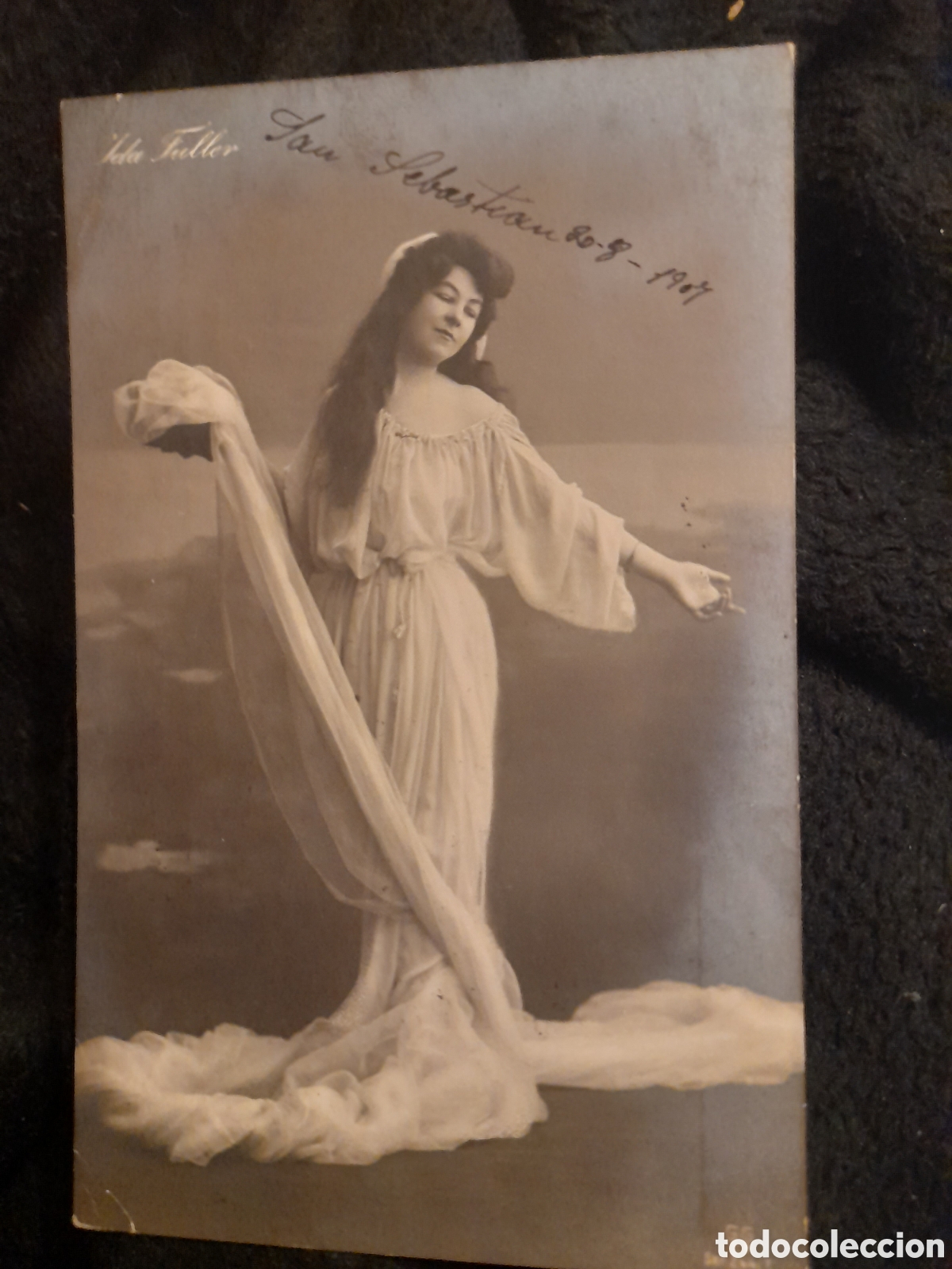 Postkarten: Antigua foto postal de la Artista Ida Fuller, sellada y Matasellada en 1907