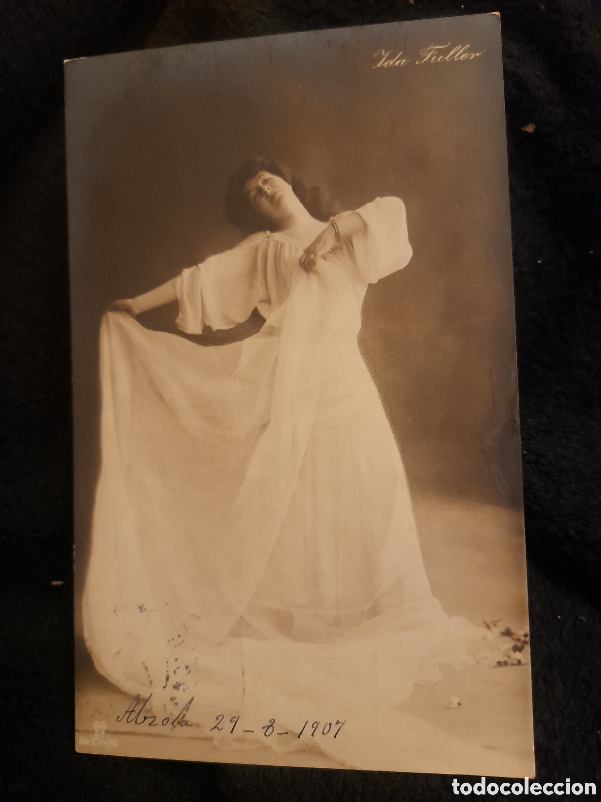 Postkarten: Antigua foto postal de la Artista Ida Fuller, sellada y Matasellada en 1907