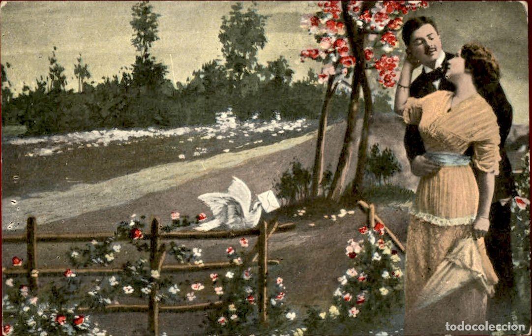 Postkarten: Antigua postal fotografia - Mujeres y Galantes - Circulada - Pareja - A&ntilde;os 1910/20