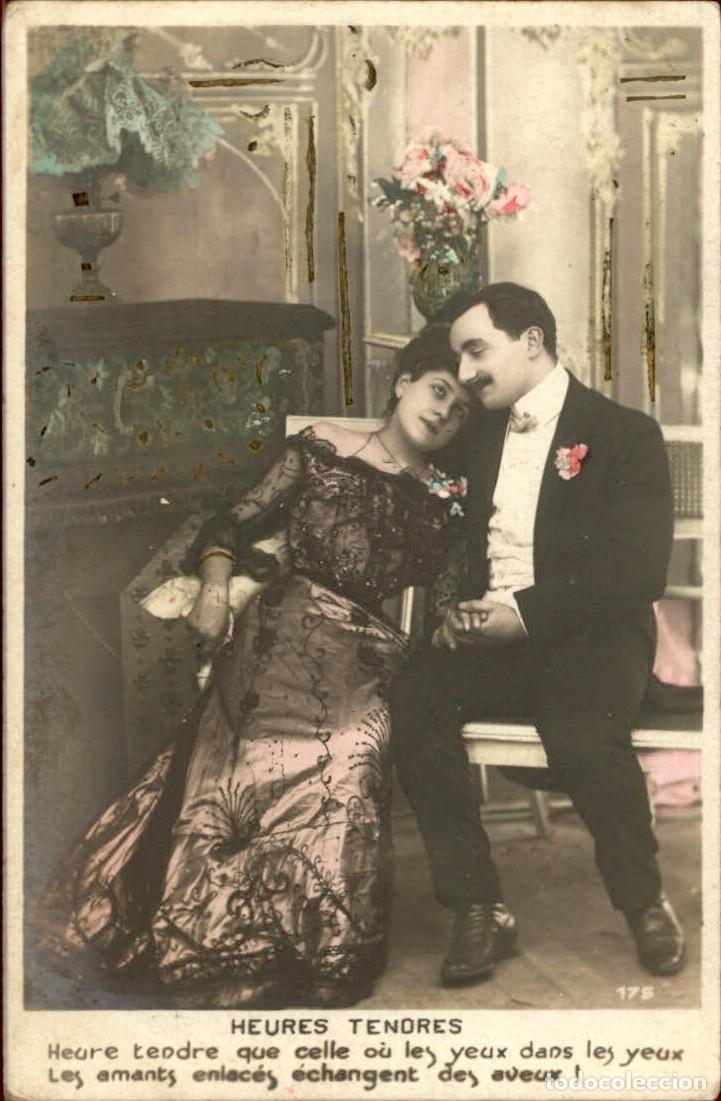 Postkarten: Antigua postal fotografia - Mujeres y Galantes - Circulada - Pareja - A&ntilde;os 1910/20