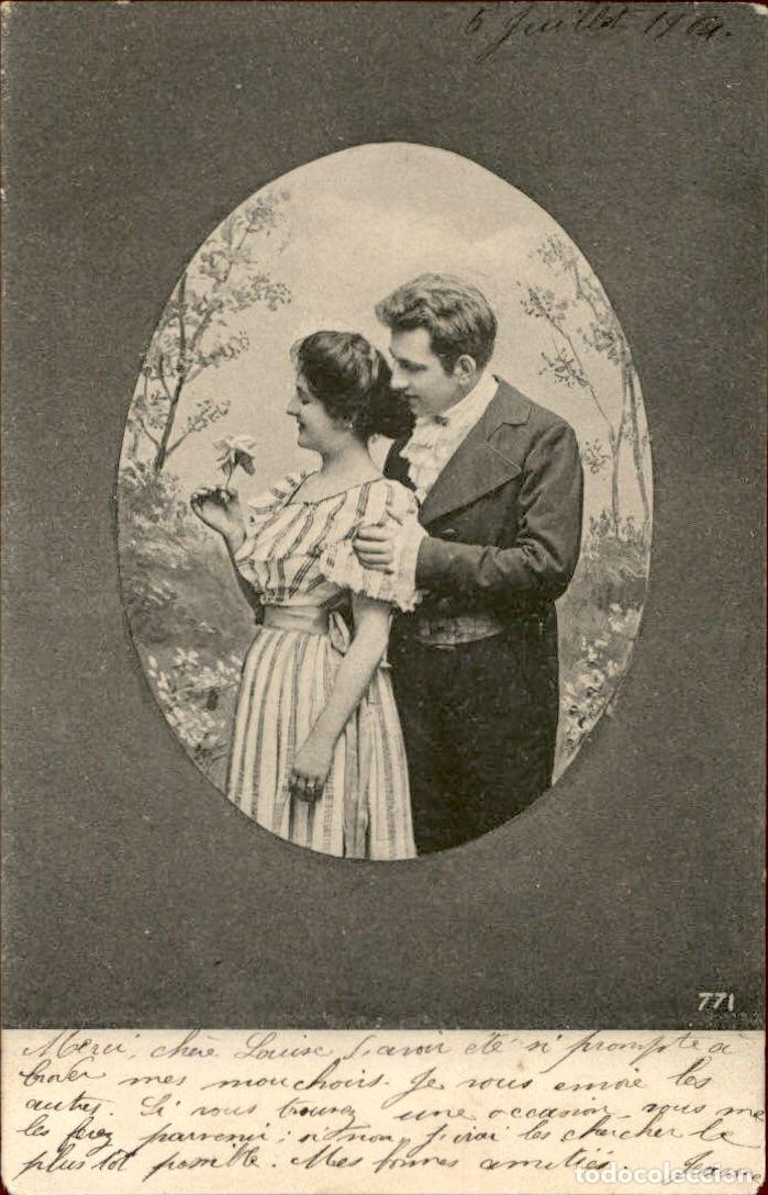 Postkarten: Antigua postal fotografia - Mujeres y Galantes - Circulada - Pareja - A&ntilde;os 1910/20