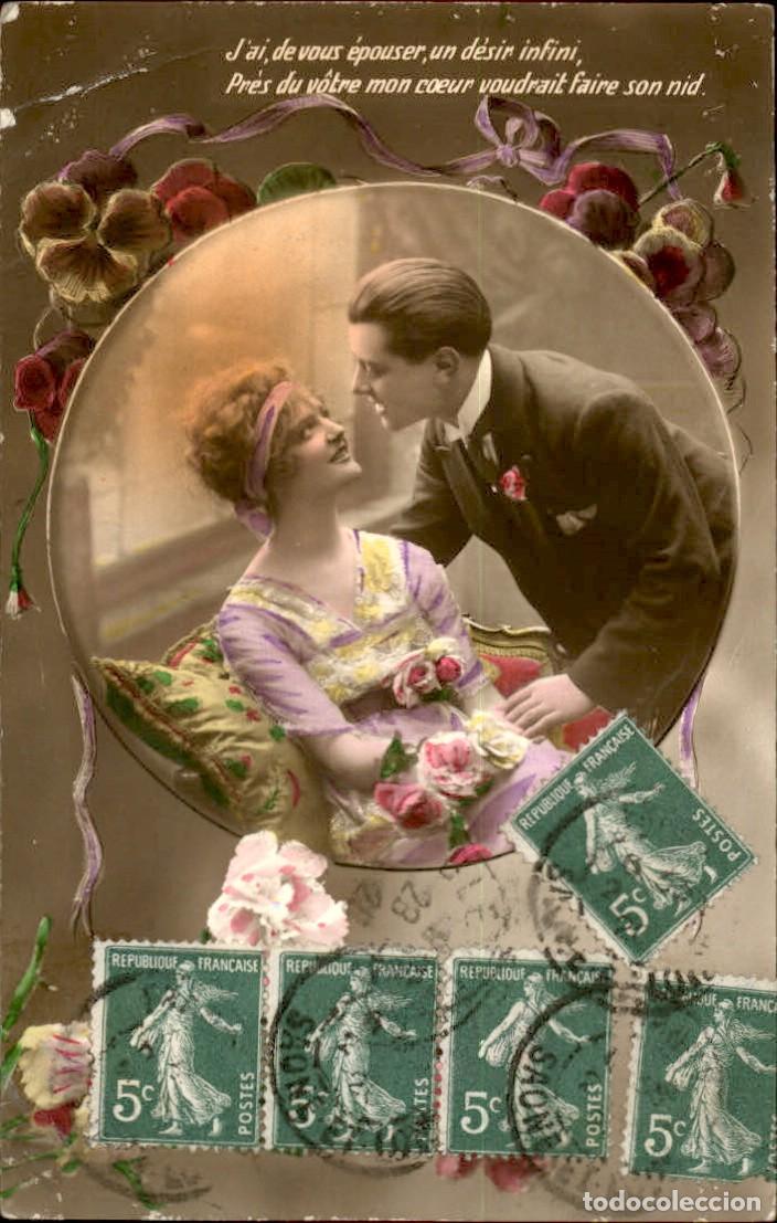 Postales: Antigua postal fotografia - Mujeres y Galantes - Circulada - Pareja - A&ntilde;os 1910/20