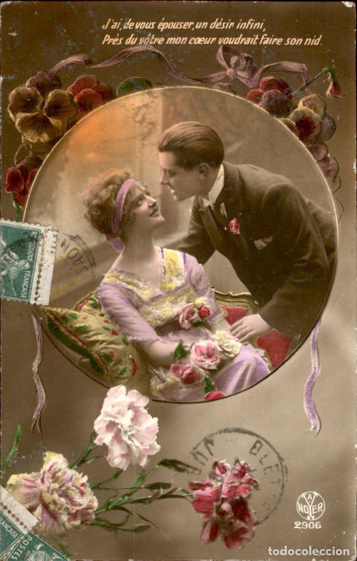 Postkarten: Antigua postal fotografia - Mujeres y Galantes - Circulada - Pareja - A&ntilde;os 1910/20