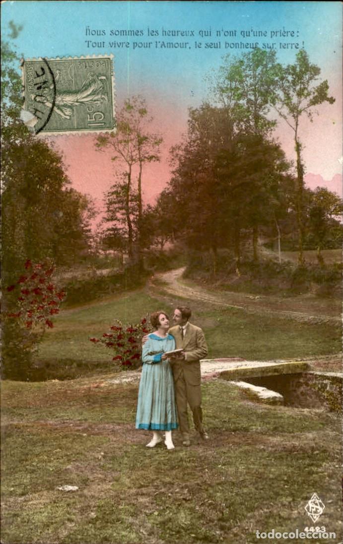 Postkarten: Antigua postal fotografia - Mujeres y Galantes - Circulada - Pareja - A&ntilde;os 1910/20